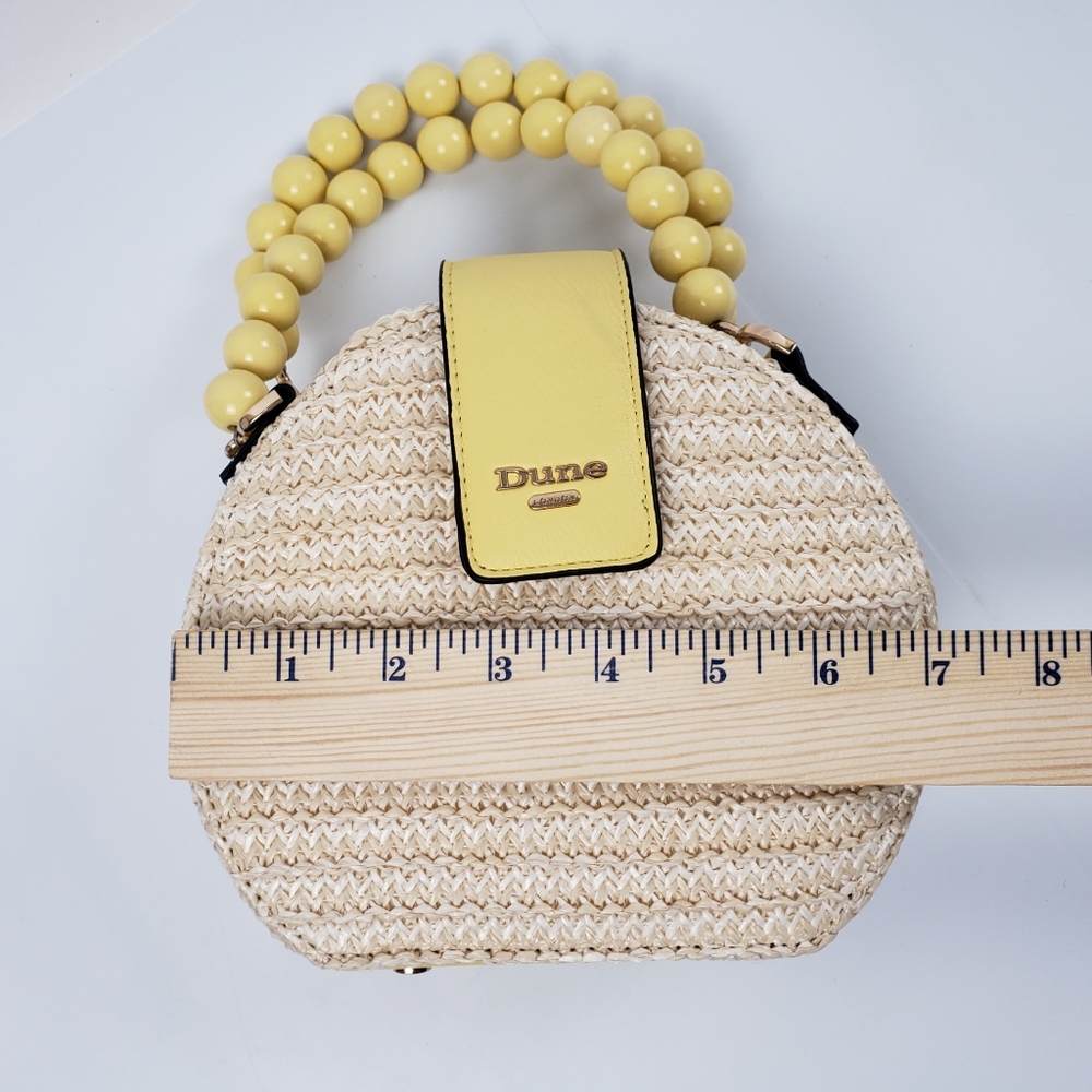 Dune London Beige Yellow Crossbody Bag Snap Zipper Closure Bead Handle No Strap - Picture 15 of 16